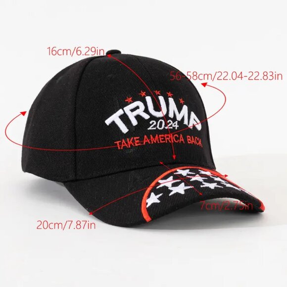 TRUMP 2024 "TAKE AMERICA BACK" Embroidered Baseball Cap - Adjustable - NEW - Blk - Picture 3 of 6